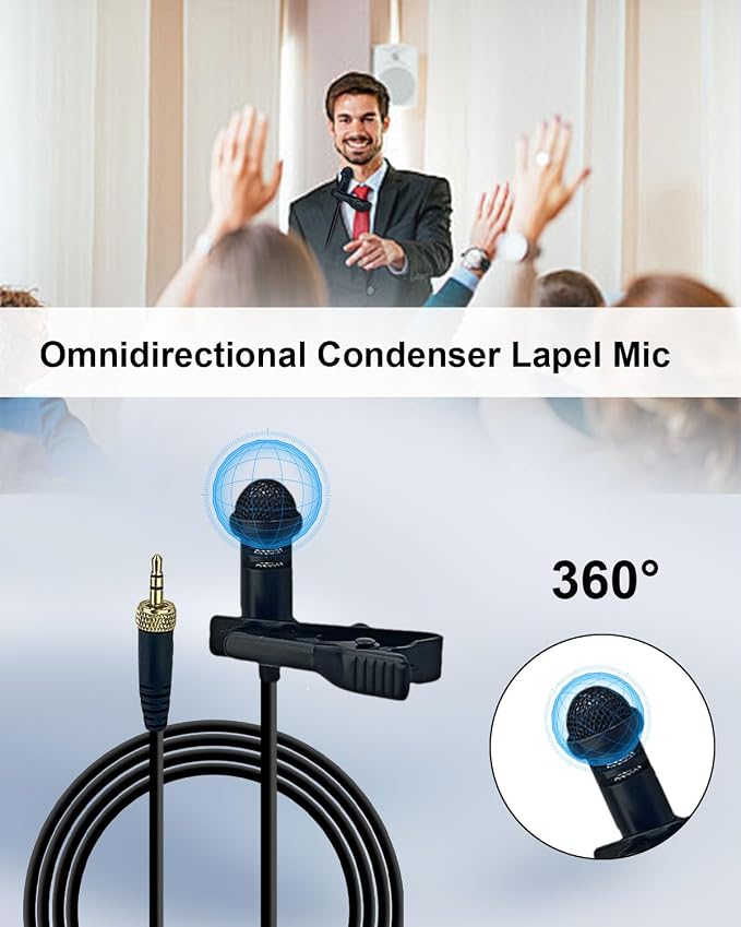 2-Pack 3.5mm TRS Lavalier Mic for Sennheiser Systems, 1.5M | Omnidirectional Lapel Microphones With Crisp Sound Pickup, For Youtube, Vlogging, Live Streaming, Interviews - Image 4