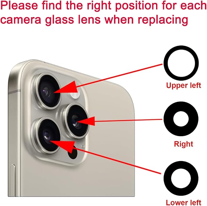 OEM Back Rear Camera Lens Glass Replacement for iPhone 15 Pro 6.1 inches with pre-Installed Adhesive and Reparing Toolkit - Image 5