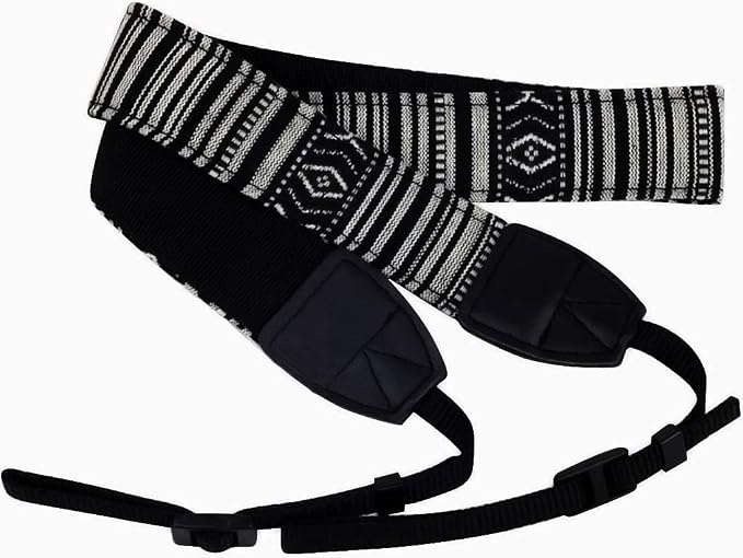 Camera Strap Canvas BlackWhite Shoulder Strap with Release Buckles | Adjustable Vintage Neck Shoulder Carrying Strap with Quick Release Buckles for DSLR SLR Most Digital Cameras - Image 6