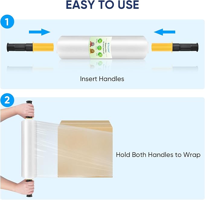 TICONN 4Pk Stretch Wrap Stretch Film Roll, 1000ft Industrial Strength 15 inch Wide Clear Plastic Wrap with Handles for Pallet Wrapping Shipping Moving - Image 6