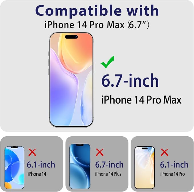 2 Pack Tempered Glass Screen Protector for iPhone 14 Pro Max | with 2 Pack Camera Lens Protector, Anti Scratch, Bubble Free, Case Friendly - Image 2