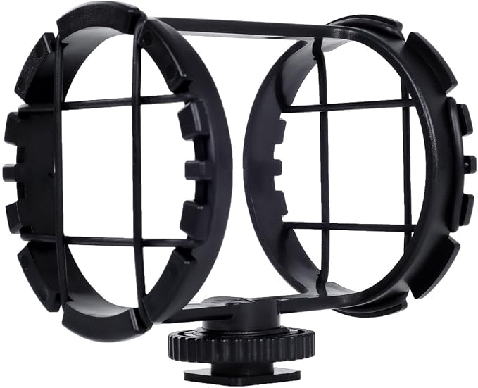 Movo SMM2 Microphone Shock Mount with Camera Cold Shoe for Shotgun Microphones 1" - 2" in Diameter (Fits The Zoom H1n) by Movo