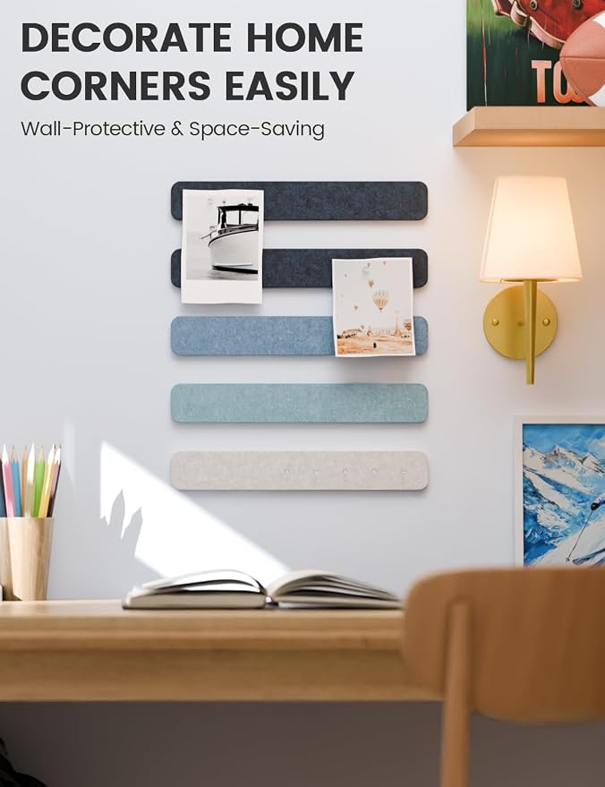 Fluxynara 13" x 2" Felt Wall Panels, Ocean Gradient | 5-Pack Includes 35 Push Pins and Adhesive Tabs for Photos, Notes and Decor in Bedroom Doors, Home Office or Studios - Image 4
