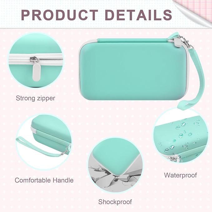 Kids Instant Print Camera Case for DYLANTO for ESOXOFFORE Cameras | Portable Digital Camera Case Organizer for ETIKEZ for YTETCN for DUDUDRAGON with Pocket for Accessories (Box Only)-Mint Green - Image 6