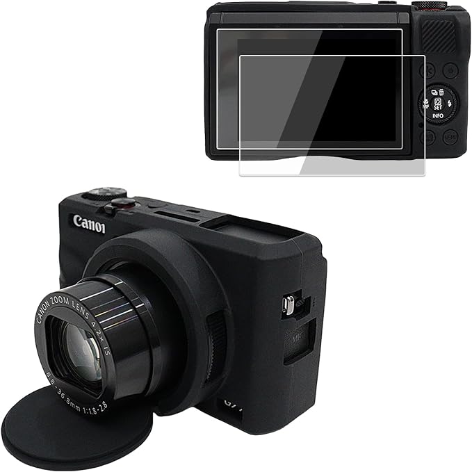 VOVMOEYA Camera Case for Canon Powershot G7 X Mark III with 2PCS Screen Protector,Full Pritection Soft G7X III Silicone Case Detachable Lens Cover Protective Cover for Canon G7XIII G7X3-Black - Image 8
