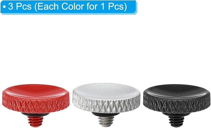 PATIKIL Camera Shutter Button, 3 Pack Soft Shutter Release Button Pure Copper Camera Button Knurled Suitable for Nikon for Fujifilm for Leica DSLR/SLR Camera, Red Silver Black - Image 3