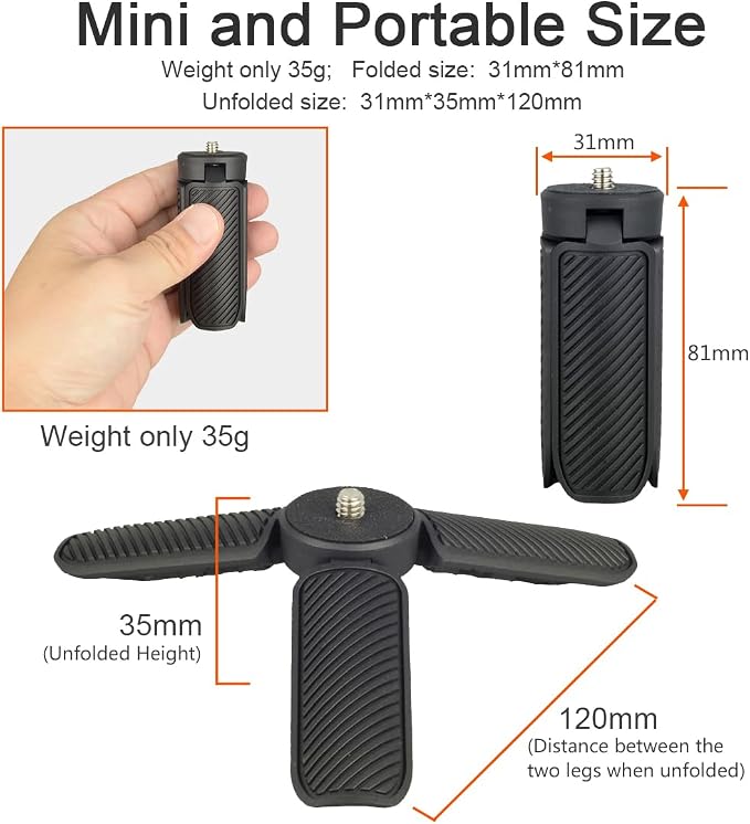 Mini Tripod for DJI OSMO Pocket 4/3, Portable Handheld Tripod Handle Grip Self Stick Desk Tabletop Stand Mount with 1/4 Screw for DJI OSMO NANO Action 6 5 Pro 4/Gopro13 12/Insta360 X5 X4 Ace Pro/AKASO - Image 4