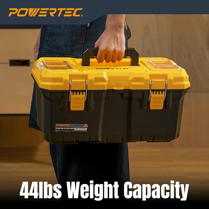 POWERTEC 19-Inch Tool Box with Trays - Lockable, Metal Latch, Organizer, Portable Storage for Tools, Small or Mid-Sized Parts (72362) - Image 5