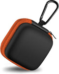 Square Earbud Case Portable EVA Carrying Case Storage Bag Cell Phone Accessories Organizer with Carabiner for Earphone, Earbud, Earpieces, SD Memory Card, Camera Chips, Tech Pouch, Orange1 by Woyinger