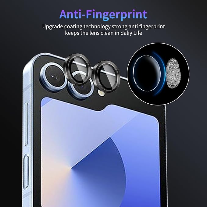 Camera Lens Protector for Samsung Galaxy Z Flip 6,1 Pack | Tempered Metal Glass Camera Cover Film,HD Clear,Anti-Scratch Lens Screen Protector Film,Case Friendly,Black Titanium - Image 6
