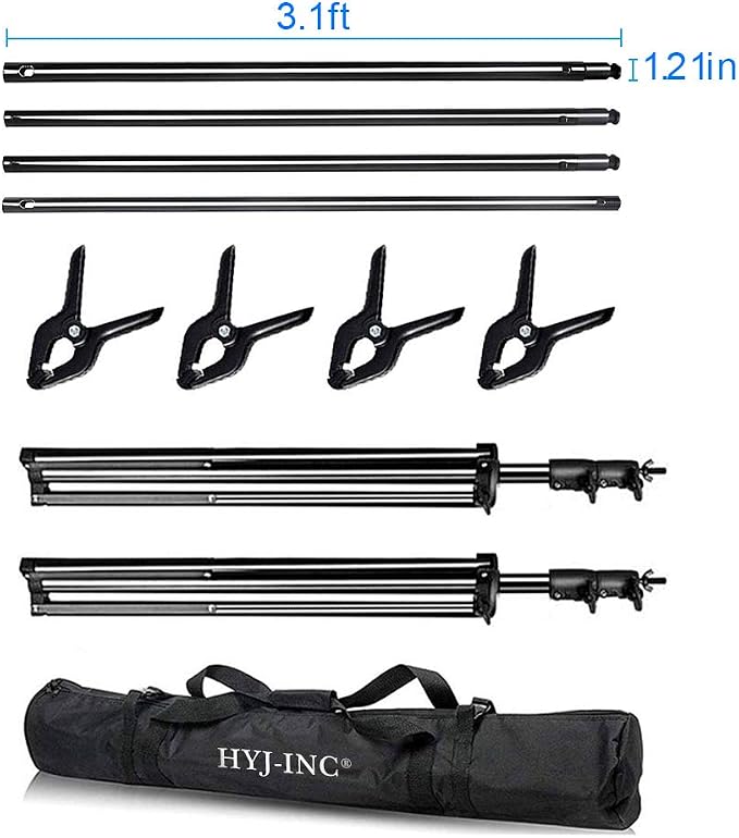 12ft x 10ft Photo Video Studio Heavy Duty Adjustable Photography Muslin Backdrop Stand Background Support System Kit with Carry Bag 4 Spring Clamps - Image 2