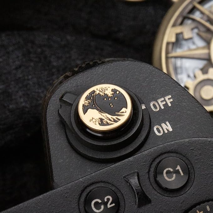 Kanagawa Wave Pattern Camera Hot Shoe Cover Shutter Button for Sony A1 A7C A7CR A7CII A7R A7M2 A7M3 A6700 A6600 A6500 A6400 A6300 (Copper Alloy-Shutter Decorative Button) - Image 4