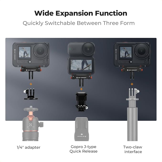 K&F CONCEPT 2 Pack Magnetic Adapter Mount for DJI Osmo Nano/Osmo Action 6 | Quick Release Extension Base Bracket with 1/4" Adapter/Quick-Release Buckle for Tripod, Action Camera Vlog Accessories PP09 - Image 3