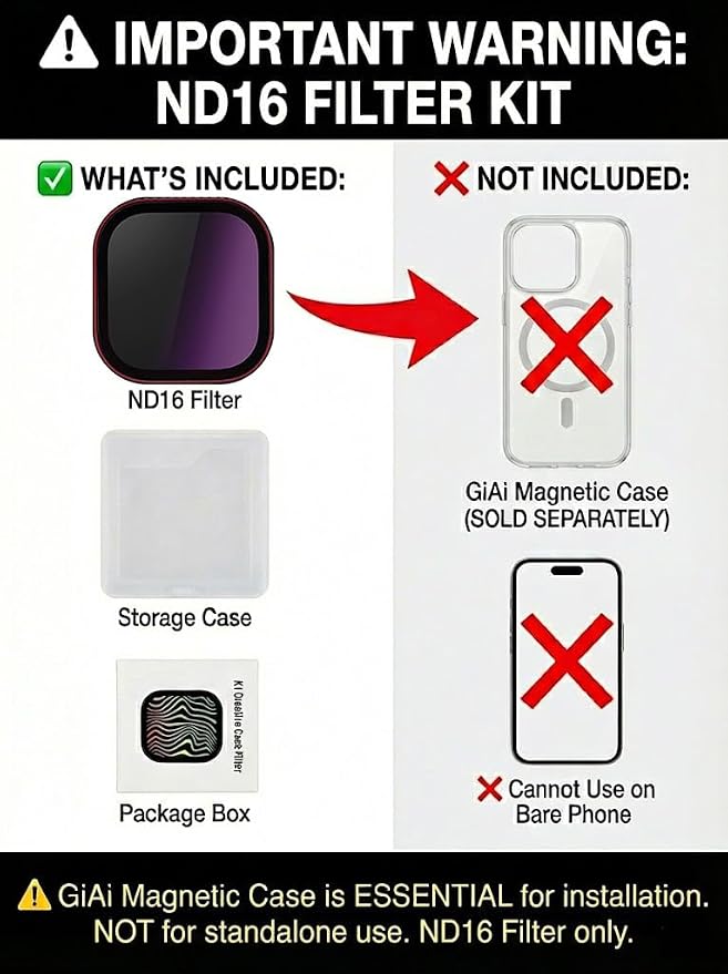 Magnetic Neutral Density Filter ND16 4 Stops for iPhone 17 Pro/Pro Max - Lens Protector for Phone Camera Accessories (Requires GiAi Magnetic Case - Sold Separately) - Image 2