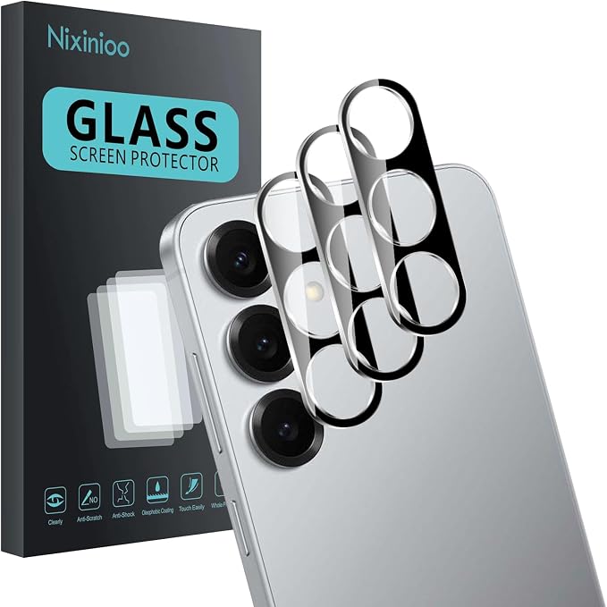 3 Pack Camera Lens Protector for Samsung Galaxy S25 Plus | Tempered Glass,Anti-Fingerprint,9H Hardness,Scratch Resistant,Easy to Install,Bubble Free,HD Clarity by Unknown