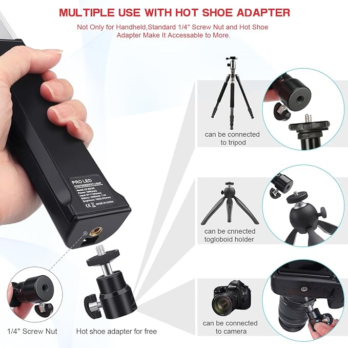Hagibis RGB Handheld LED Video Light Wand Stick Photography Light 9 Colors,with Built-in Rechargable Battery and Remote Control,1000 Lumens Adjustable 3200K-5600K,Hot Shoe Adapter Included.. - Image 4