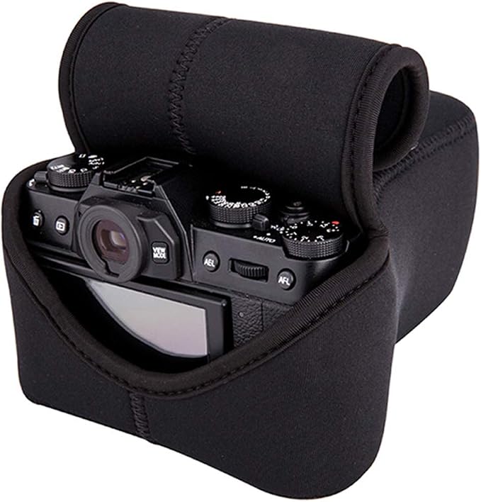 JJC Black Ultra Light Neoprene Camera Case for Fujifilm Fuji X-T100 X-T30 X-T20 X-T10 +50-200mm/50-230mm Lens, Pouch Bag for Olympus E-PL8 E-M5II E-M10 II, Canon M50 M5 with Telephoto lense - Image 7