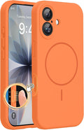 Miracase Silicone & Magnetic for iPhone 17 Case, Sunset Orange | Compatible with MagSafe, Silicone Camera Control Cover, Soft Microfiber Lining, Shockproof Drop Protection Phone Case for 17 by Miracase