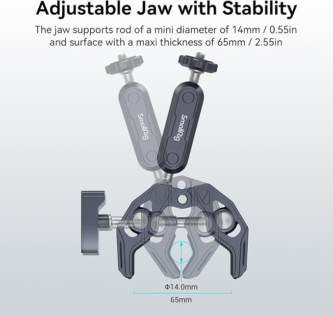 SMALLRIG Super Clamp Mount, Ballhead Magic Arm and Adapter for Gopro | Camera Monitor Mount with 1/4''-20, 3/8''-16 Threaded Holes, for Gopro / DSLR / Stabilizer - Image 5