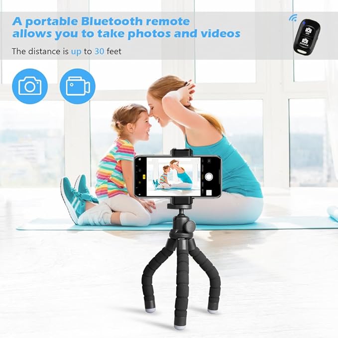 Ubeesize Phone Tripod, Portable and Flexible Tripods with Wireless Remote and Clip, Cell Phone Tripode Stand for Video Recording - Image 2