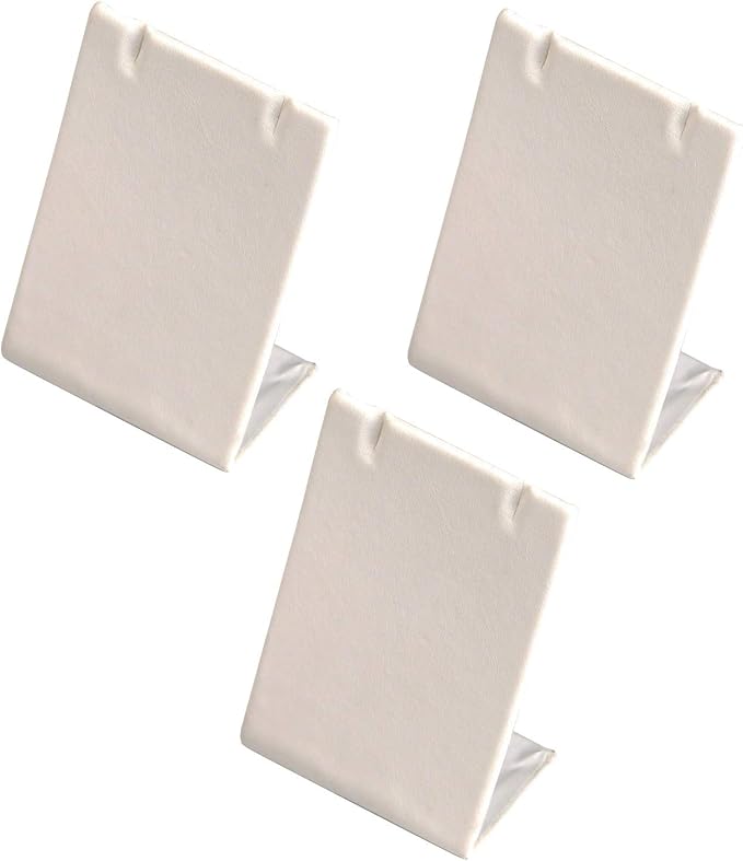 888 Display USA, Inc 3 Pieces White Leatherette Leaning Earring Stands/Jewelry Displays 3.5 Inches Tall (White Leatherette, 3) by 888DisplayUSA
