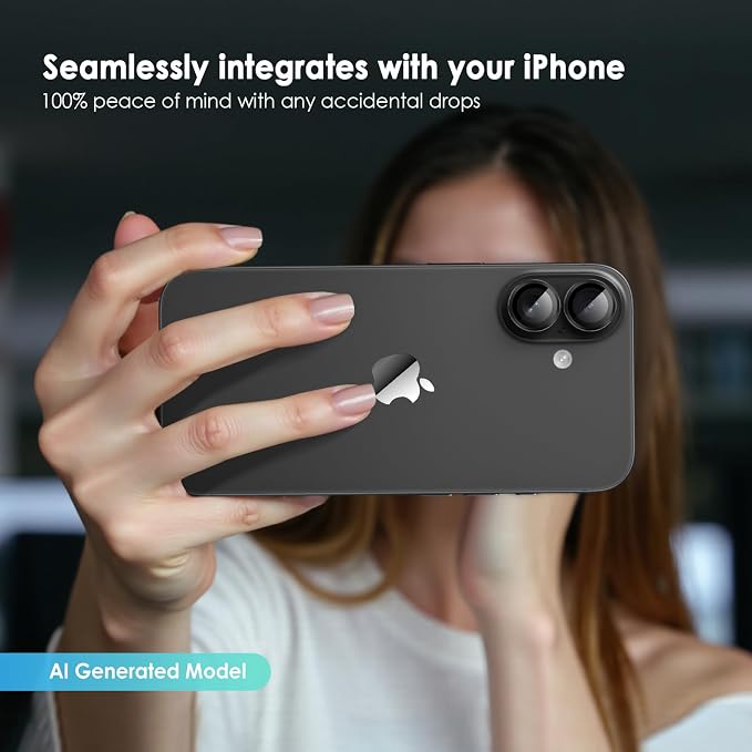 Camera Lens Protector for iPhone 17, Black | AR+AF, 9H Tempered Glass, Individual Metal Ring, Anti Glare, Fall Protection, Camera Screen Cover - Image 7