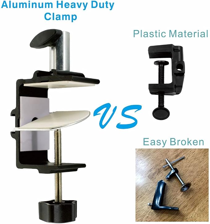 Replacement Heavy Duty C Clamp for 1/2” Base Magnifying Lamp,Desk Lamp,Swing Arm Lamp,Phone I pad Mount,Tablet Mic Holder,Table Mount Clamp for Microphone Stand Mic Boom Arm (G1 BLACK) - Image 8