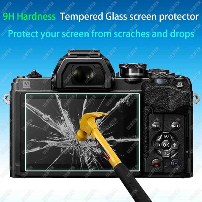 ULBTER Screen Protector for Olympus E-M10 Mark IV III II I Camera [3+2Pack] | 0.3mm 9H Hardness Tempered Glass Flim & Hot Shoe Cover Anti-Scrach Anti-Fingerprint - Image 3