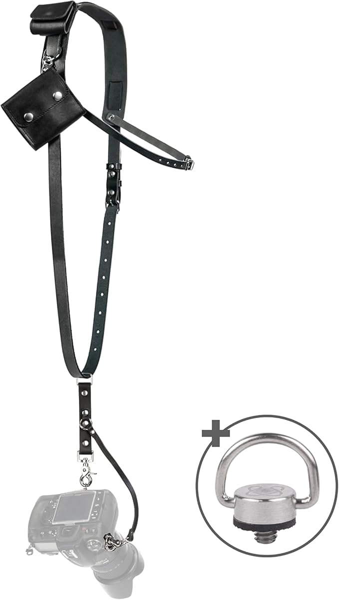 Leather Camera Strap Crossbody for DSLR, Mirrorless – Secure Dual Mount, Quick Release for Professional Photography by CCoiro