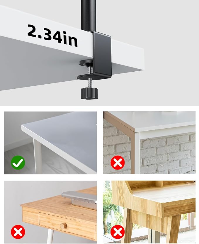 10.2" Desk Ring Light with Stand, 360° Rotate Desk Lamps for Home Office with C-Clamp, Flexible Height Desk Light, Adjust Arm Ring Light for Desk, Podcast, Gaming, Recording, Zoom Lighting - Image 7
