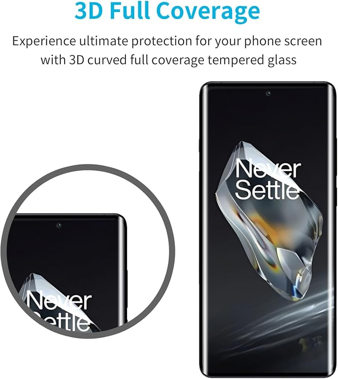 Didisky Screen Protector for Oneplus 12(Not for 12r,12 Pro),3 Pack Tempered Glass Film with 2 Pack Lens Protector,3D Curved Full Coverage, Scratch-Resistant,HD,9H Hardness - Image 2
