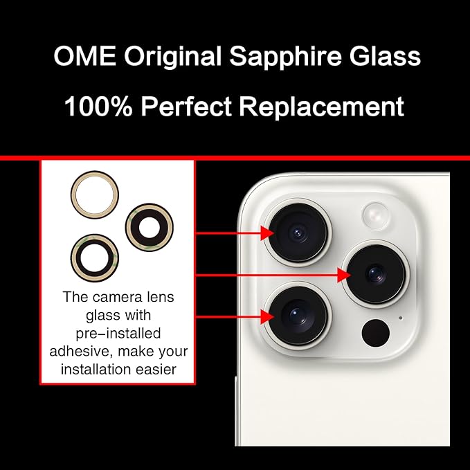ASDAWN Back Rear Camera Lens Glass Replacement for iPhone 15 Pro 6.1 Inches with Pre-Installed Adhesive, ASDAWN Back Camera Lens Glass kit with Installation Manual + Repair Tool Set - Image 4