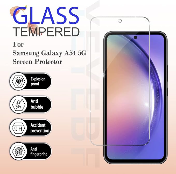 Galaxy A54 5G Screen Protector, [2 Pack] HD-Clear Tempered Glass Screen Protector [3D Touch][Bubble-Free][Anti-Scratch][Case-Friendly] Screen Protector Glass For Samsung Galaxy A54 - Image 2