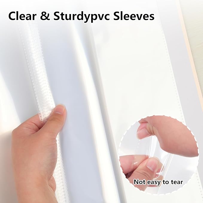11x14 Photo Album Holds 64 Photos, Linen Cover Art Portfolio 11x14, Photo Album Art Portfolio Folder with Clear Plastic Sleeves for Kids & Artists Artwork Drawing (Beige) - Image 8