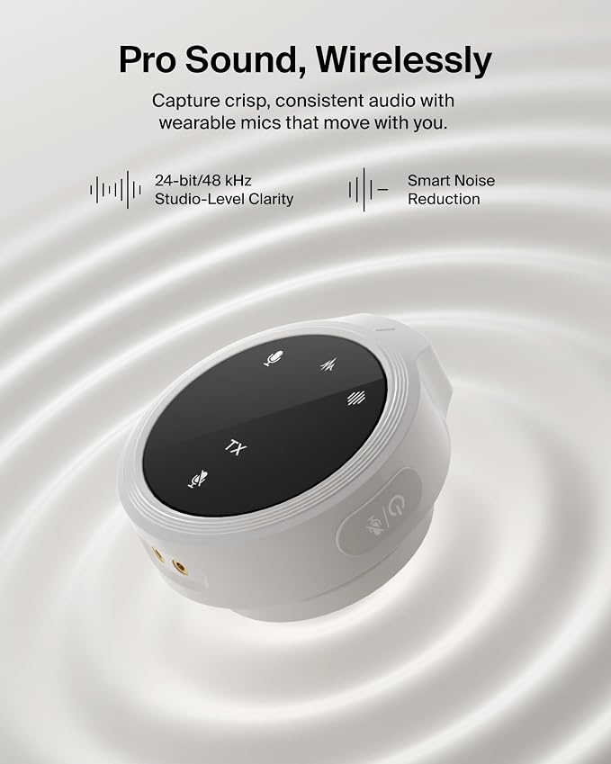 Belkin Stage Wireless Mini Microphone, Dual Lavalier Mic Set, Magnetic | 24-bit/48kHz audio, noise reduction, magnetic clip-on, 36-hour battery, for iPhone, Android, YouTube, vlogging - Image 4