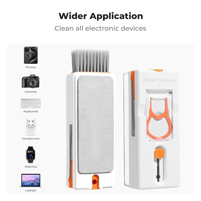 K&F CONCEPT Newly Upgraded 11-in-1 Keyboard Cleaning Kit，Multi-Device Tool | Remove Dirt In Crevices and Holes,Clean Oil and Fingerprints,Safe Mild Cleaner Has Anti-Stain Power,Protects Coatings,MM01 - Image 7