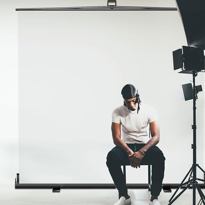 【Wider Style】 RAUBAY 78.7 x 82.7in Large Collapsible White Backdrop Screen | Portable Retractable Panel Photo Background with Stand for Video Conference, Photographic Studio, Streaming - Image 6
