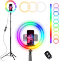 UBeesize 12" RGB Ring Light with 62" Extendable Tripod Stand | LED Selfie Light with Phone Holder & Remote for Video Recording, Makeup, Content Creation, YouTube, TikTok, Camera & Webcam by UBeesize