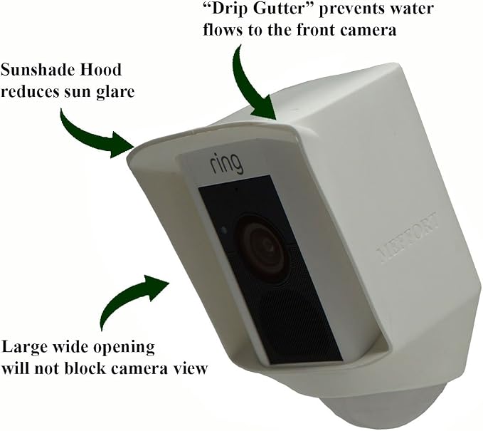 Silicone Skin Case Cover Compatible with Ring Floodlight Cam Wired Plus, Floodlight Camera (1st Gen) - Sun Glare, UV & Weather Protection Skins Cover - White - Image 2