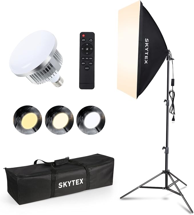 Softbox Lighting Kit 1Pack 20x28in Soft Box | 85W 2700-6400K E27 LED Bulb Continuous Photography Lighting, Photo Studio Lights Equipment for Camera Shooting, Video Recording by skytex