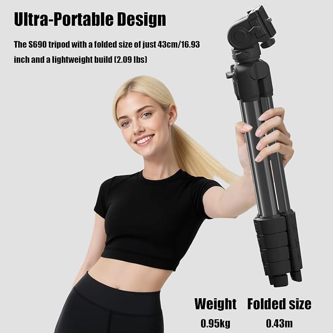 Travel Camera Tripod, Lightweight Stand for Canon, Spotting Scopes | Portable Phone Stand with Wireless Remote and Carry Bag, Max Load 11lb, Compatible with Canon EOS Rebel, DSLR, iPhone, Nikon - Image 5