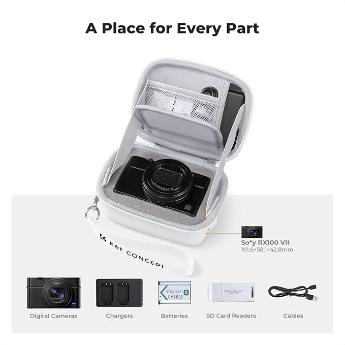K&F CONCEPT Carrying Case for Digital Camera, Hard Shell Protective Case | Compatible with Ricoh GR III/GR IIIX/for Sony ZV-1 RX100/ for Canon G7X Mark III/G5X Mark II (Case Only),BE02 - Image 4