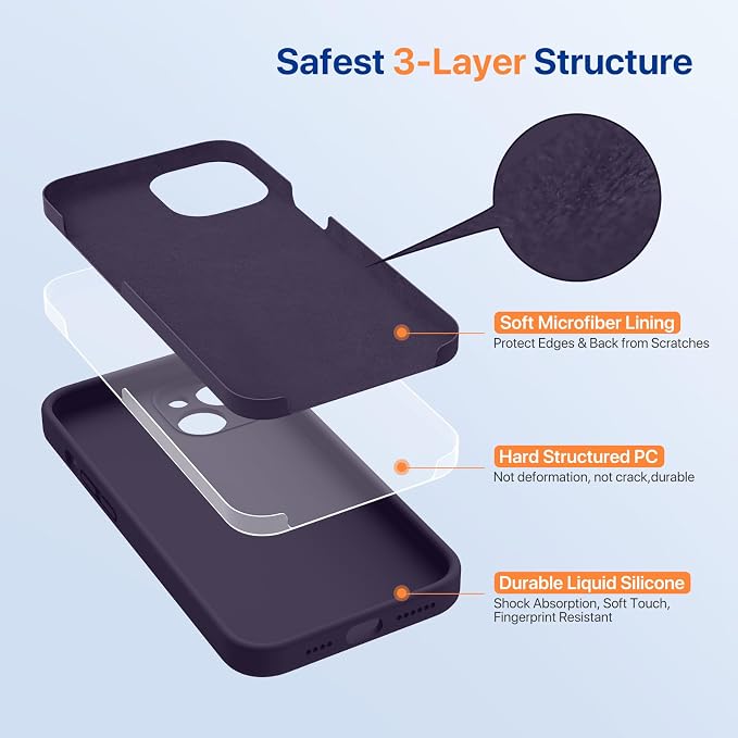 Miracase Silicone for iPhone 14 Case, Dark Purple | Soft Anti-Scratch Microfiber Lining, Premium Silicone Cover Shockproof Drop Protection Phone Case for 14 - Image 4