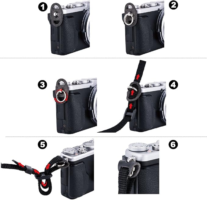 JJC Camera Strap Eyelet Lug Split O Ring Adapter & Leather Cover for Camera | w Strap Adapter Rings & Soft Leather Piece,Fits cameras with Small Eyelets,for ZVE10 A6700 A7RIV A7SIII II XE4 XT4 XT30 X100V - Image 2