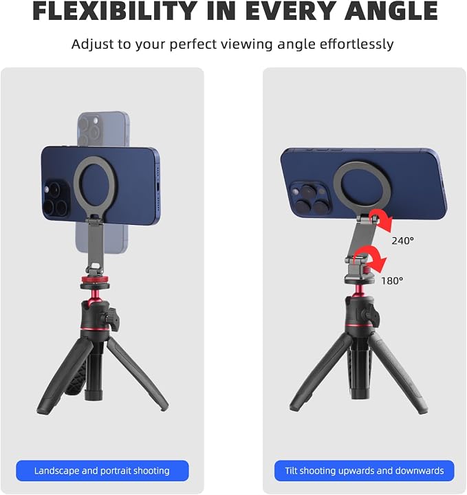 BRDRC Cold Shoe Phone Mount Holder, Tripod Mount for iPhone Magsafe Magnetic Hot Shoe Camera Adapter with 1/4" Screw Hole for DJI Ronin Samsung Canon Nikon DSLR Photography Accessories - Image 2