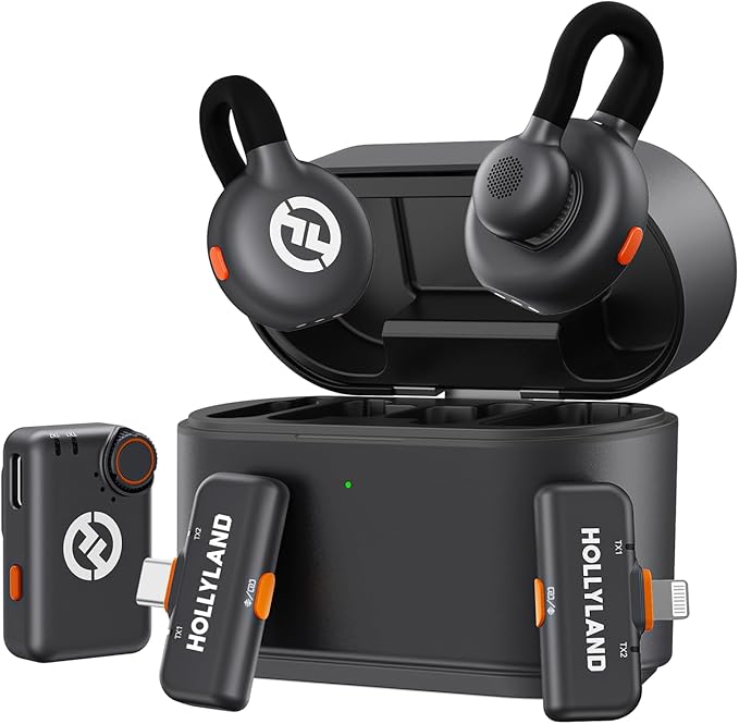 Hollyland Lark M2S Ultimate Combo (Camera RX+USB-C RX+Lightning RX) Wireless Lavalier Microphone for iPhone/Camera/Android/PC, Compact Mic, Titanium Clip, Noise Cancelling, Content Creation | Camera, USB-C and Lightning receivers, compact mic, titanium... by Hollyland