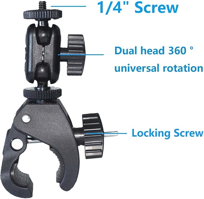 Bike Handlebar Camera Mount with 1/4" Screw Camera Clamp,Adapter for Gopro for Hero for DJI Osmo for Insta360 X5 X4 X3 X2 Motorcycle Bicycle Action Cam Dash GPS Field Monitor Lights - Image 3