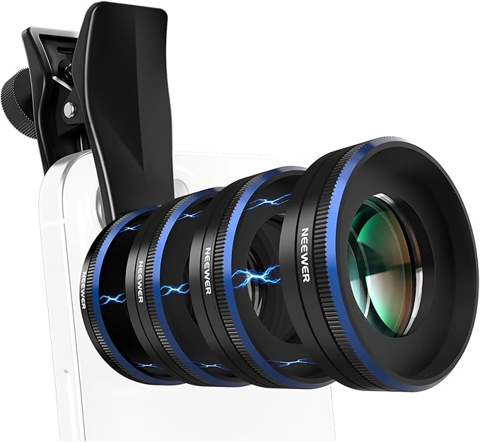 NEEWER Phone Macro Lens Kit, 4 Pcs Stackable Magnetic Closeup Lens Attachment Set with 17mm Threaded Clamp, Clip On Photography Accessories Compatible with iPhone Android Samsung, LS-87 by Neewer