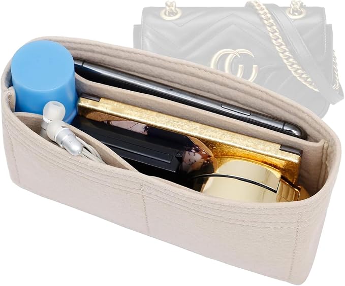 Felt Purse Organizer Insert Compatible with GG Marmont Small Matelasse Shoulder Handbag and More, Small Handbag Insert Liner Pouch for Women Inner Bladder Bag Storage Bag (Beige,S) by OAIKOR