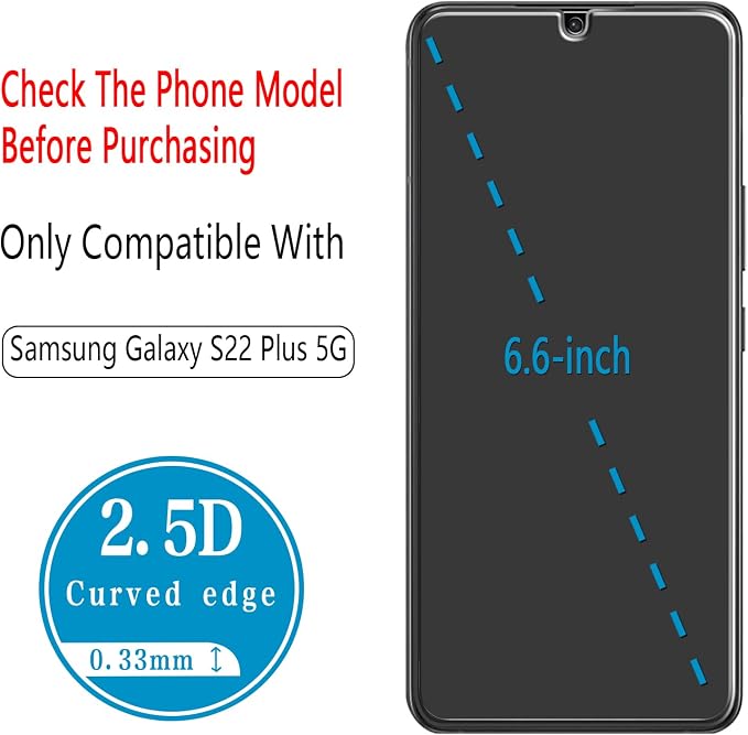 Screen Protector for Samsung Galaxy S22 Plus 5G Tempered Glass | with Camera Lens Protector, Fingerprint ID Compatible, Anti Scratch, Bubble Free, 2+2 Pack - Image 3